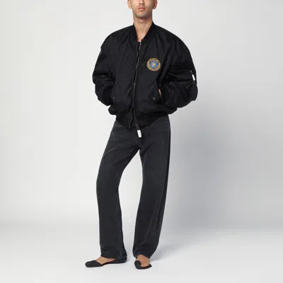Balenciaga Men Bomber Jacket With Logo In Black