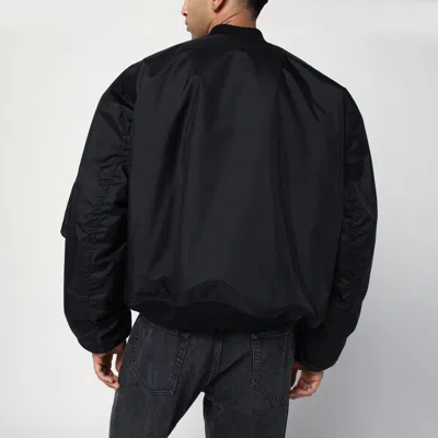 Balenciaga Men Bomber Jacket With Logo In Black