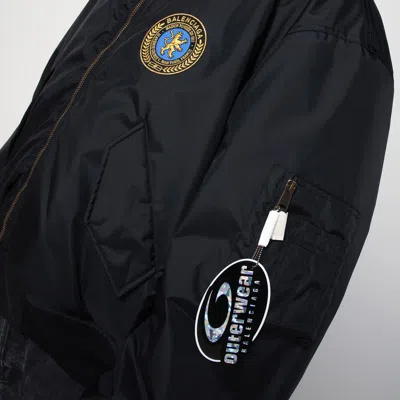 Balenciaga Men Bomber Jacket With Logo In Black