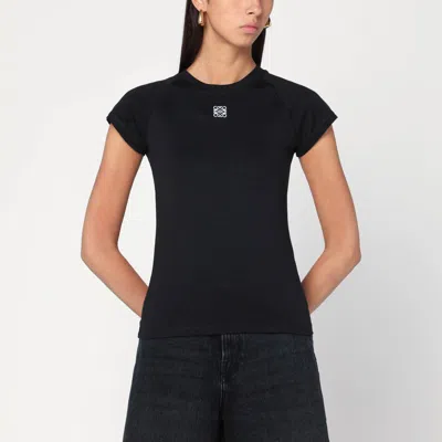 Loewe Black Cotton-blend T-shirt With Anagram Logo Women In Black