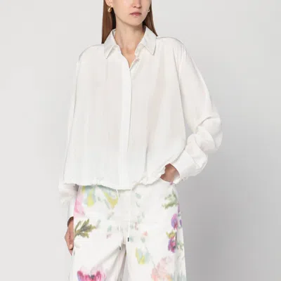 Loewe White Balloon-sleeve Silk Shirt