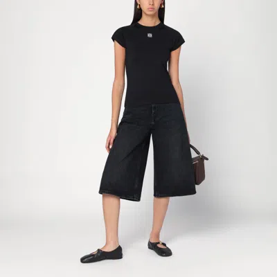 Loewe Black Cotton-blend T-shirt With Anagram Logo Women In Black