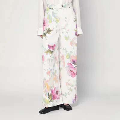 Loewe White Jeans With Floral Digital Print
