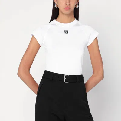 Loewe White Cotton-blend T-shirt With Anagram Logo