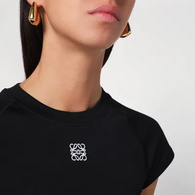 Loewe Black Cotton-blend T-shirt With Anagram Logo Women In Black