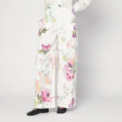 Loewe White Jeans With Floral Digital Print