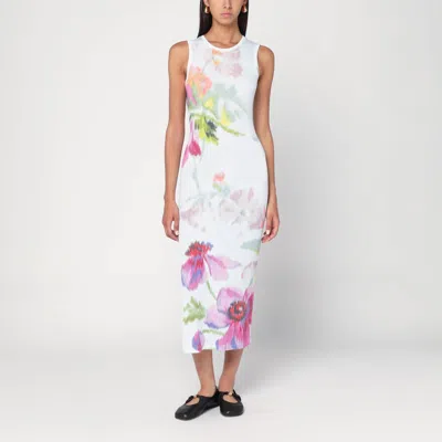 Loewe Ribbed Floral-print Silk And Cotton-blend Jersey Midi Dress In Multi