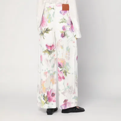 Loewe White Jeans With Floral Digital Print