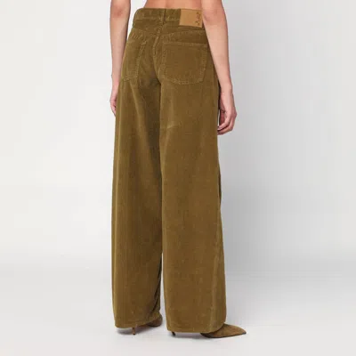 Haikure Wide Moss Green Corduroy Trousers In Brown