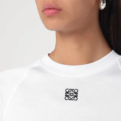 Loewe White Cotton-blend T-shirt With Anagram Logo