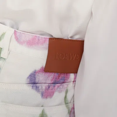 Loewe White Jeans With Floral Digital Print
