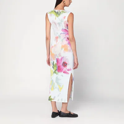 Loewe Ribbed Floral-print Silk And Cotton-blend Jersey Midi Dress In Multi