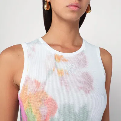 Loewe Ribbed Floral-print Silk And Cotton-blend Jersey Midi Dress In Multi