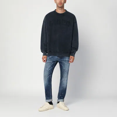 Dsquared2 Washed Grey Sweatshirt With Logo Men In Blue