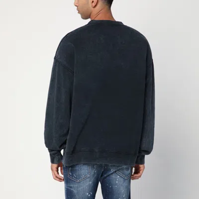 Dsquared2 Washed Grey Sweatshirt With Logo Men In Blue