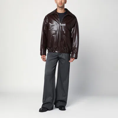 Mm6 Maison Margiela Wide Wool Blend Trousers With Cuffed Hem In Gray