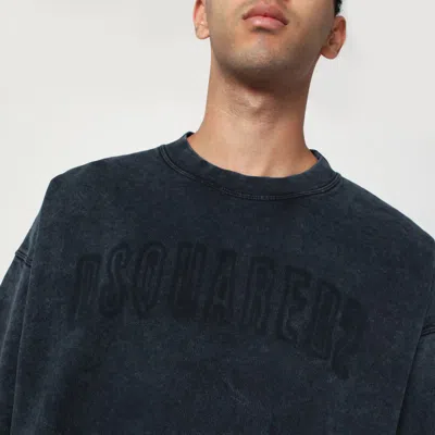 Dsquared2 Washed Grey Sweatshirt With Logo Men In Blue