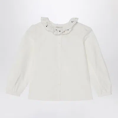 Bonpoint White Ruffled Blouse In Gray