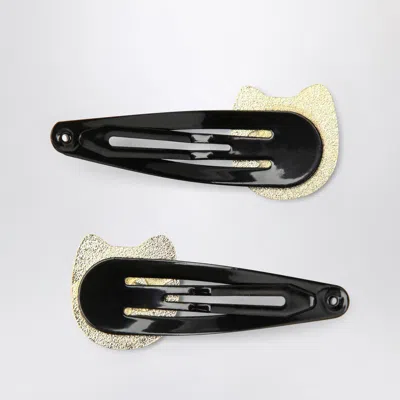 Bonpoint Hair Clips With Cat In Black