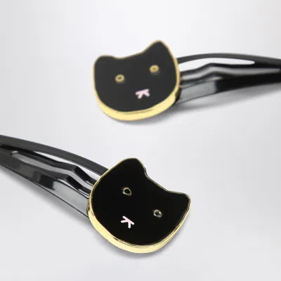 Bonpoint Hair Clips With Cat In Black
