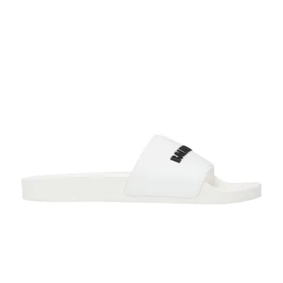 Pre-owned Balenciaga Wmns Pool Slides 'white Black' | Women's Size 35