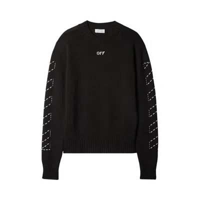 Pre-owned Off-white Stitch Arrow Diags Knit Crewneck 'black/white' | Men's Size M