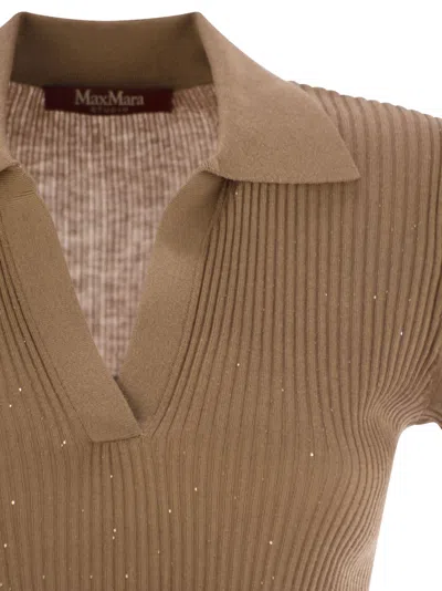 Max Mara Studio Uberta Wool And Silk Polo Shirt With Sequins