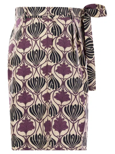 S Max Mara Metello Printed Silk Fluid Short Trousers In Purple