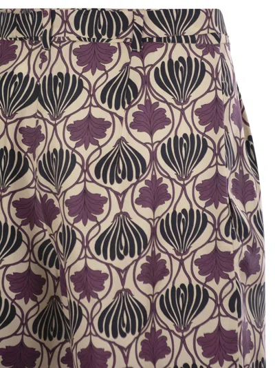 S Max Mara Metello Printed Silk Fluid Short Trousers In Purple