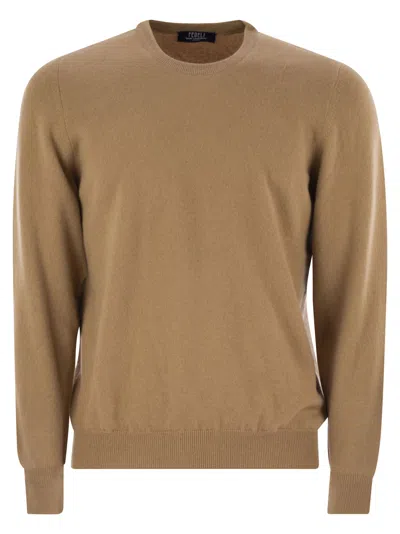 Fedeli Argentina - Baby Cashmere Crew-neck Sweater In Orange