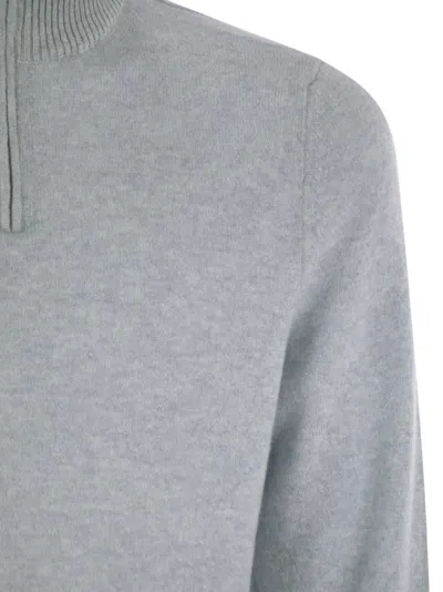 Fedeli Favonio Persia - Cashmere Half-zip Sweater In Gray