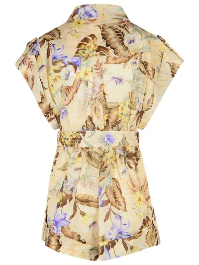 Zimmermann Floral Print Linen Jumpsuit In Multi