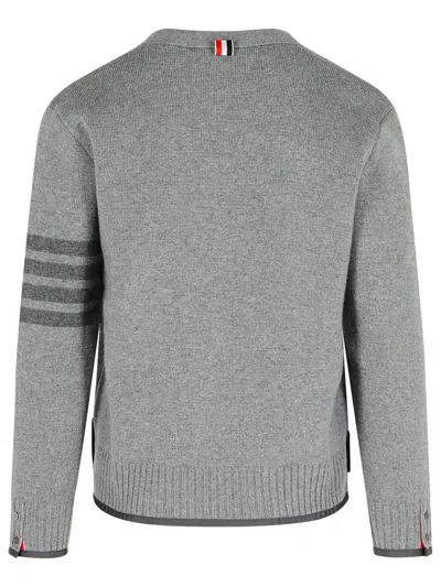 Thom Browne Milano Stitch V Neck Cardigan In Merino Wool In Gray