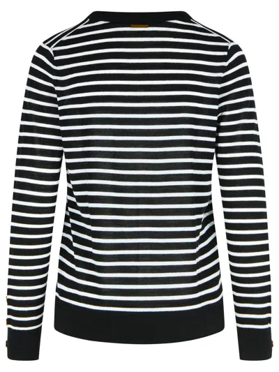 Michael Michael Kors Striped Ribbed Sweater In Black