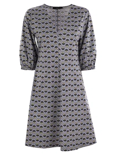 Weekend Max Mara Cinghia - Patterned Cotton Dress In Gray