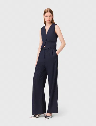 Maje Rhinestone Suit Trousers With Pleats In Blue