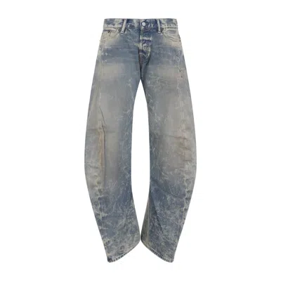 Acne Studios Distressed Low Waist Cotton Jeans In Blue