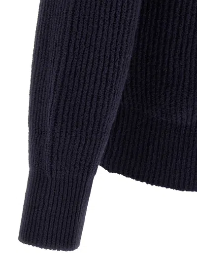 Brunello Cucinelli Shawl-collar Ribbed Cotton Cardigan In Blue