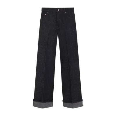 Burberry Straight Leg Rolled Cuff Denim Trousers In Black