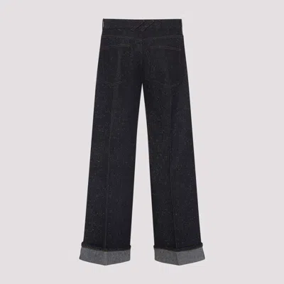 Burberry Straight Leg Rolled Cuff Denim Trousers In Black