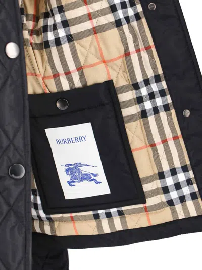 Burberry Oldham Black Quilted Jacket With Corduroy Collar In Tech Fabric Woman In Black
