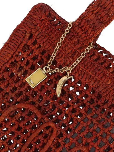Chloé Clay Brown Raffia Summer Banana Tote Bag