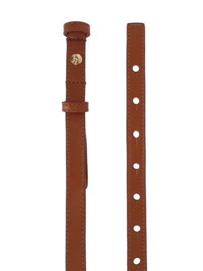 Chloé Womens Chloe Script-hardware Leather Belt Clay Brown