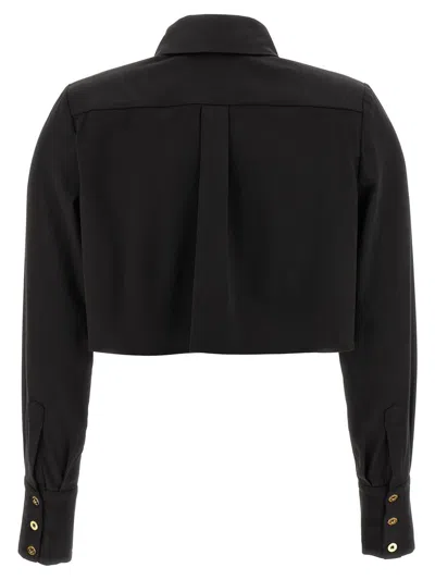 Elisabetta Franchi Short Shirt With Long Sleeves And Collar In Black