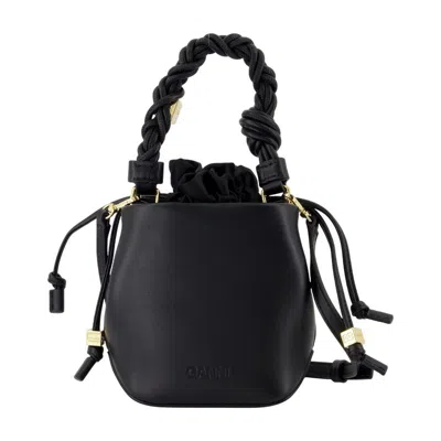 Ganni Bou Bucket Mini Purse In Black