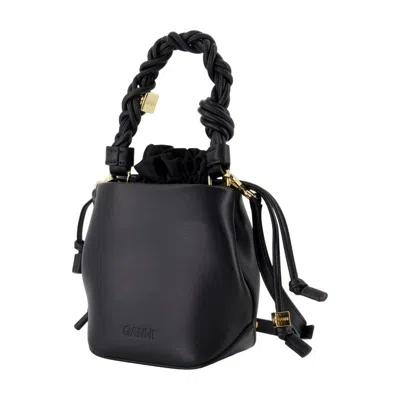 Ganni Bou Bucket Mini Purse In Black