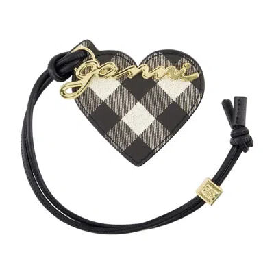 Ganni Bou Heart Keyring In Black