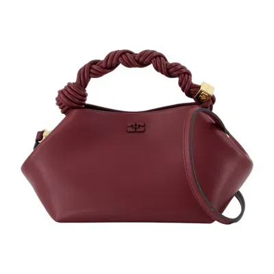Ganni Bou Red Handbag With Butterfly Logo And Hand-braided Strands In Leather Woman In Neutral