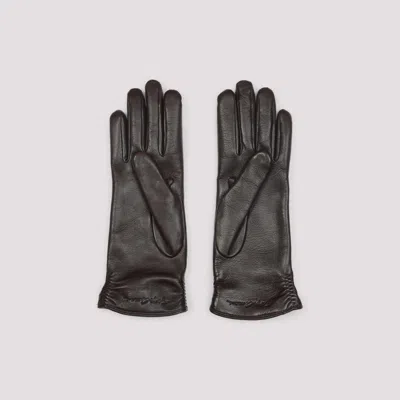 Giorgio Armani Lambskin Nappa Leather Gloves In Black