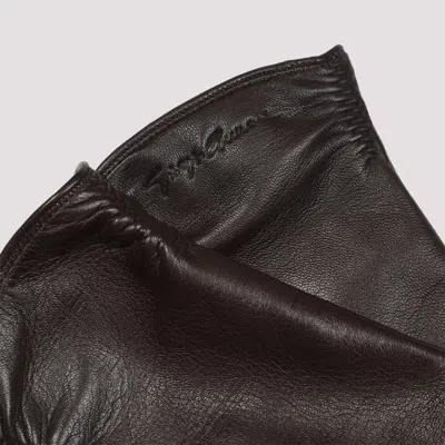 Giorgio Armani Lambskin Nappa Leather Gloves In Black